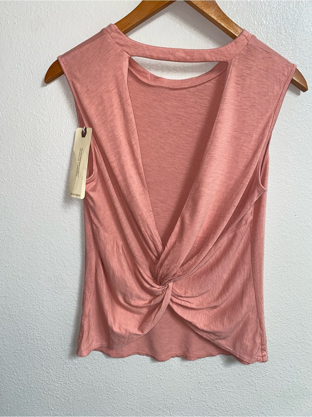 NWT Lanston Open Drape Back Twist Tank Top Mauve Pink Small